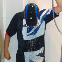 Team GB and Spurs football kit in the shower